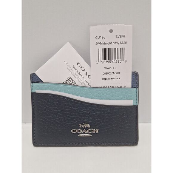 Coach Accessories - Coach Wave Card Case CU136 Midnight Navy Multi NWT